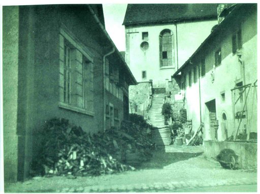 Alter Aufgang zur Kirche, Sandsteintreppe, ca.1920