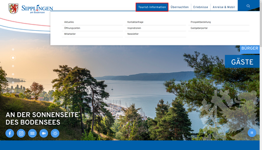Ausklappmenü Tourismus